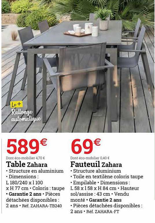 Table Zahara Fauteuil Zahara