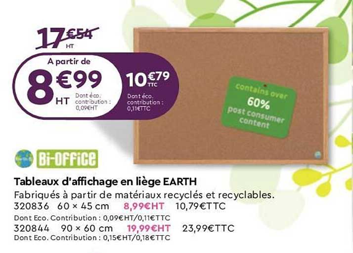 Tableaux D'affichage En Liège Earth Bi-office