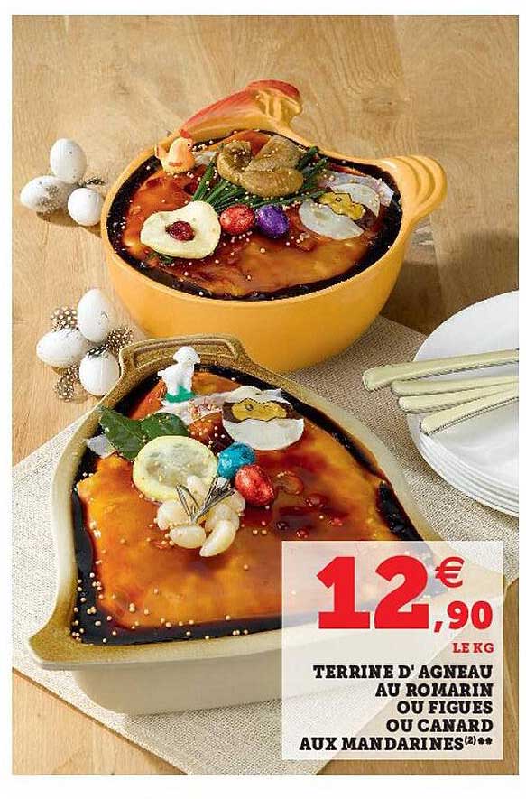 terrine d'agneau au romarin ou figues ou canard aux mandarines