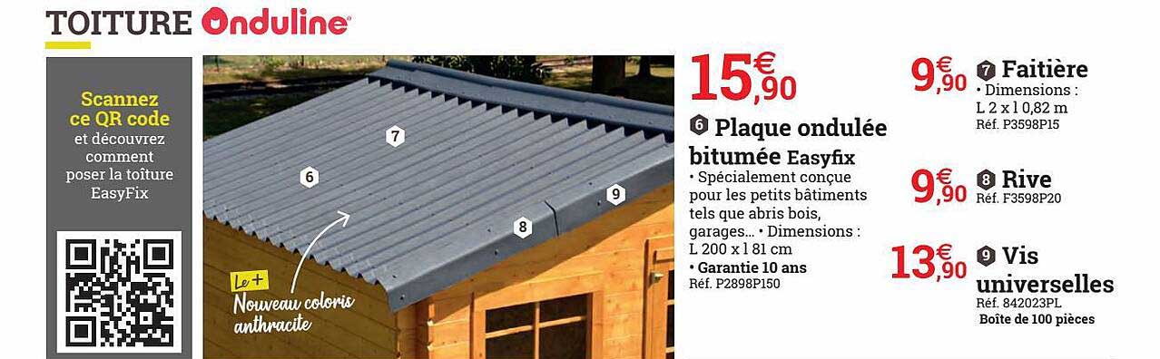 toiture onduline plaque ondulée bitumée easyfix