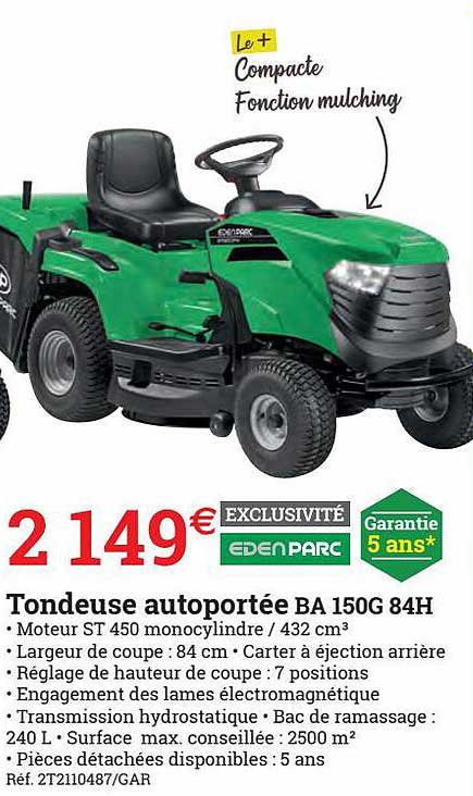 tondeuse autoportée ba 150g 84h edenparc