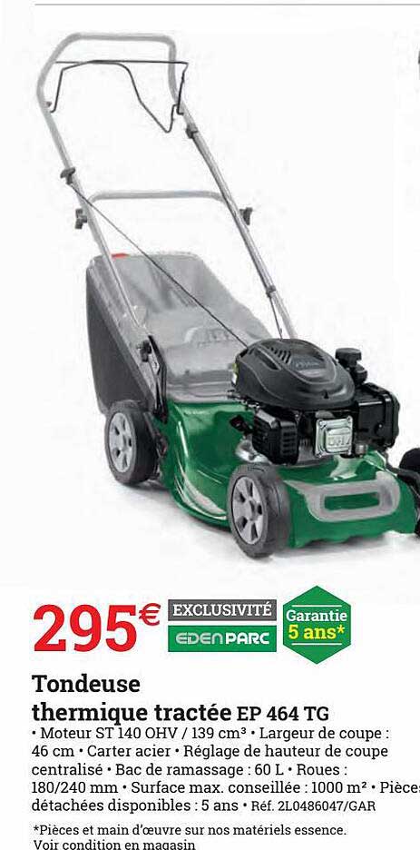 tondeuse thermique tractée ep 464 tg edenparc