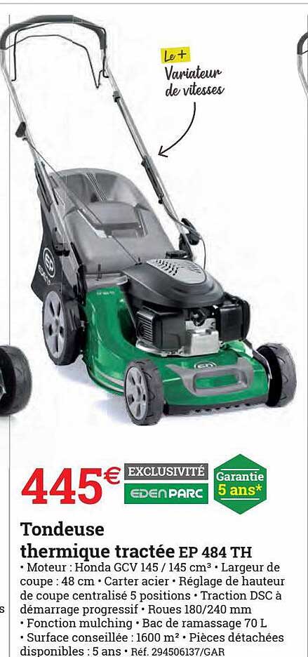 tondeuse thermique tractée ep 484 th edenparc