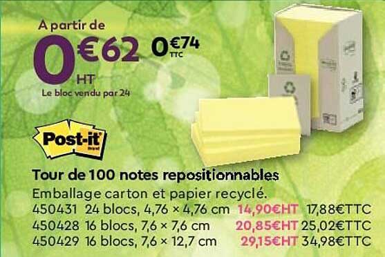 tour de 100 notes repositionnables post-it