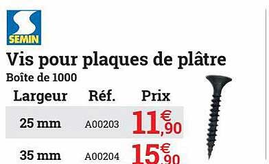 vis pour plaques de plâtre semin