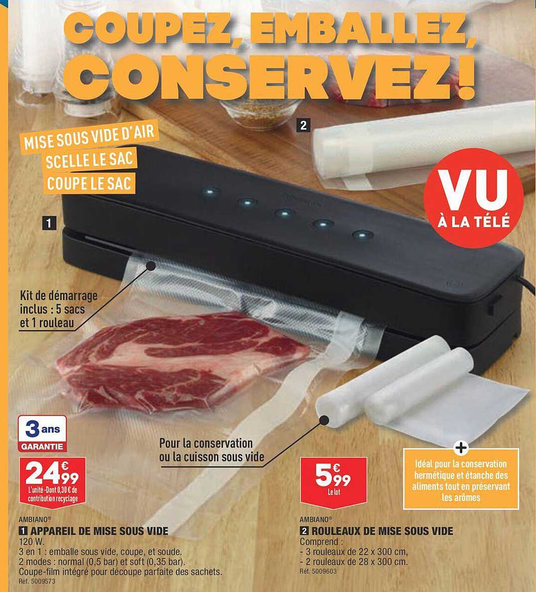 appareil de mise sous vide ambiano, rouleaux de mise sous vide ambiano