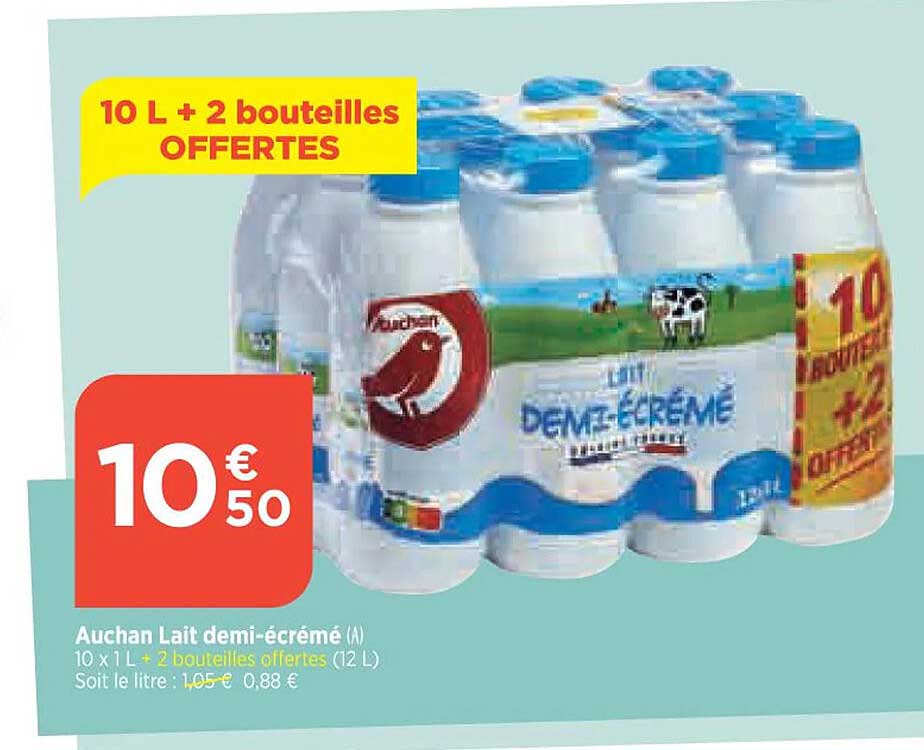 auchan lait demi-écrémé