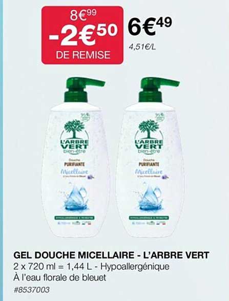 gel douche micellaire - l'arbre vert