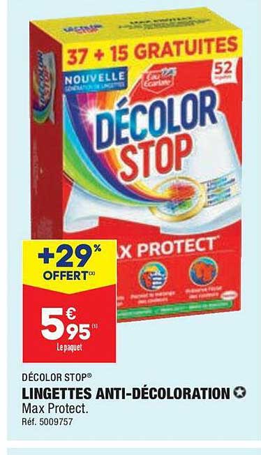 lingettes anti-décoloration décolor stop