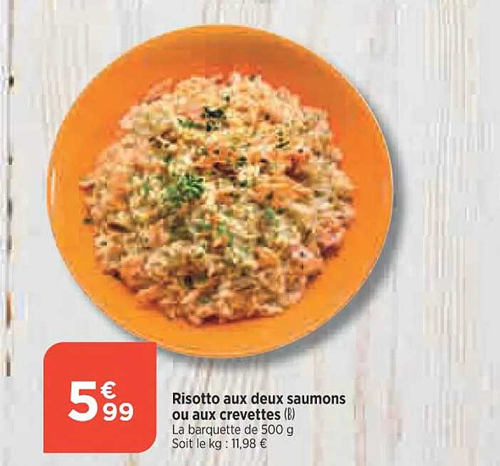 risotto aux deux saumons ou aux crevettes