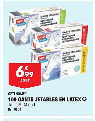 100 Gants Jetables En Latex Opti Home