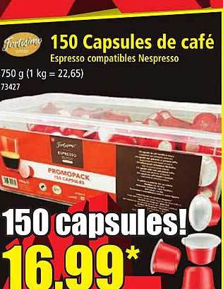 150 capsules de café espresso compatibles nespresso