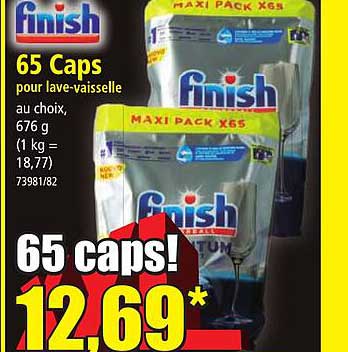 65 caps pour lave-vaisselle finish