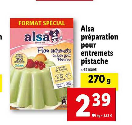 Alsa Préparation Pour Entremets Pistache