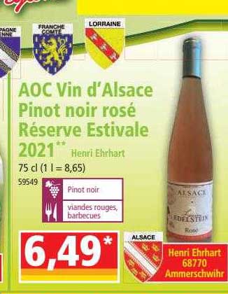 aoc vin d'alsace pinot noir rosé réserve estivale 2021 henri ehrhart