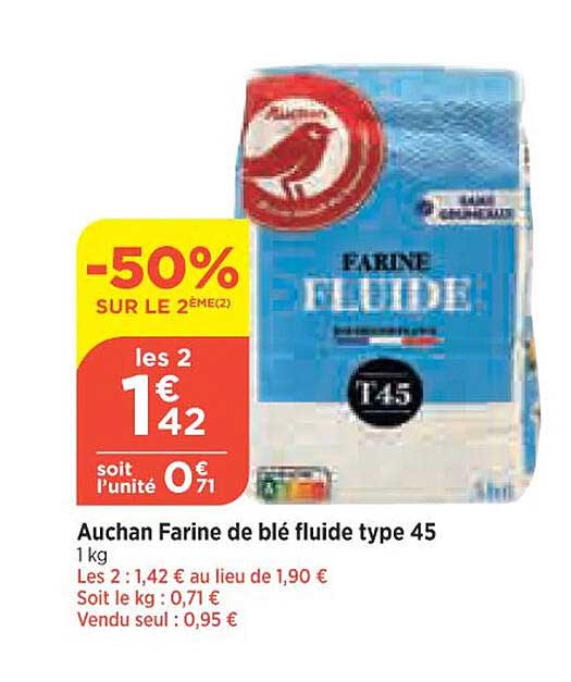 auchan farine de blé fluide type 45
