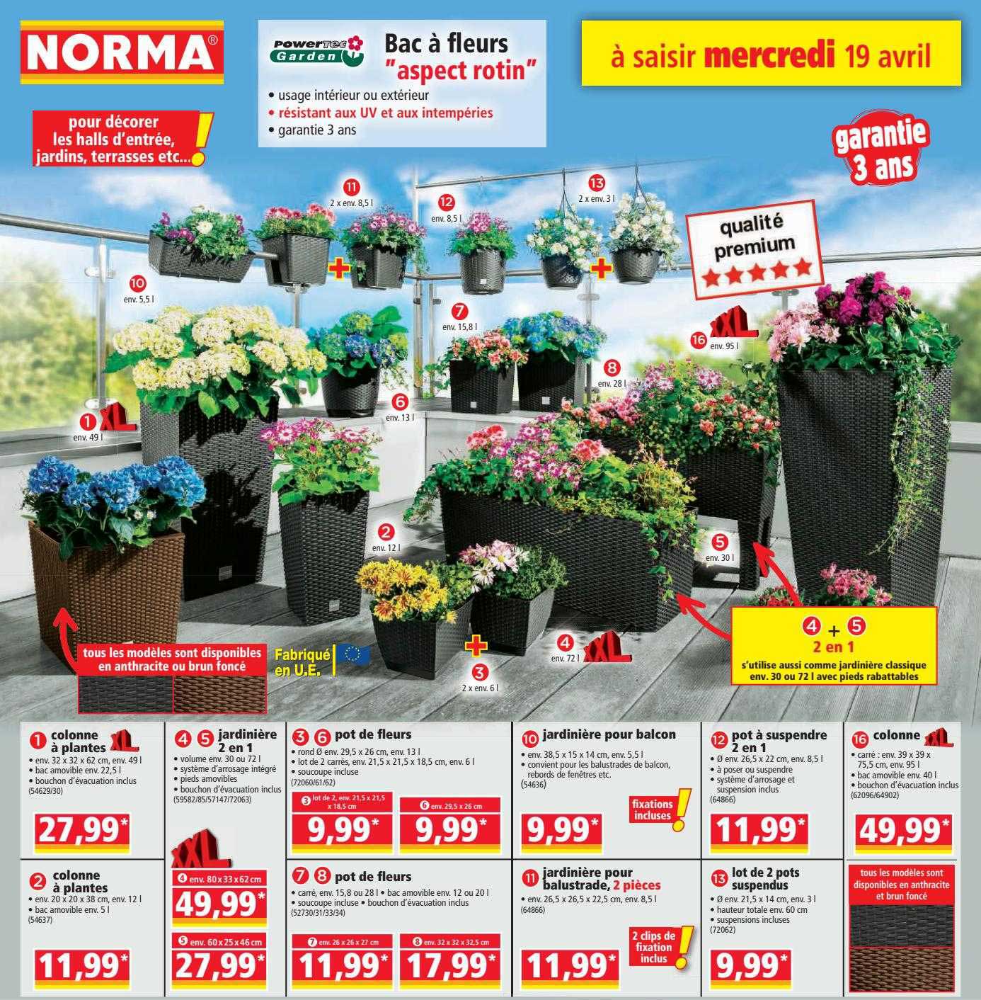 bac à fleurs "aspect rotin" powertec garden, colonne à plantes, jardinière 2 en 1, pot de fleurs, jardinière pour balcon, jardinière pour balustrade, 2 pièces, pot à suspendre 2 en 1, lot de 2 pots