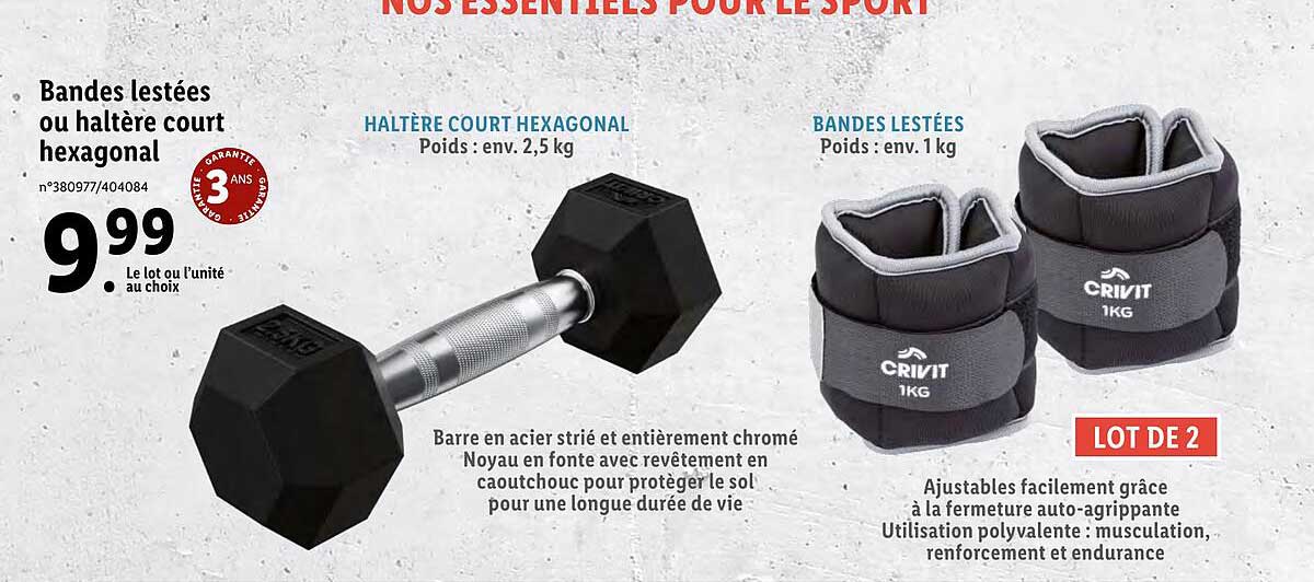 bandes lestées ou halgère court hexagonal crivit