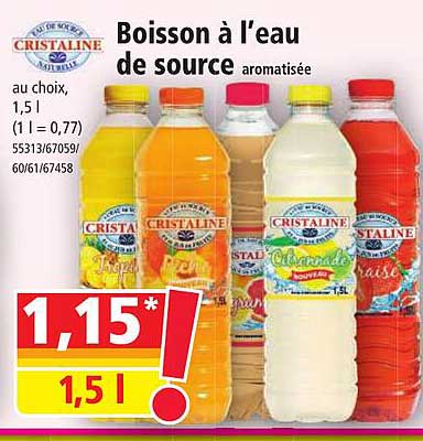 boisson à l'eau de source aromatisée cristaline