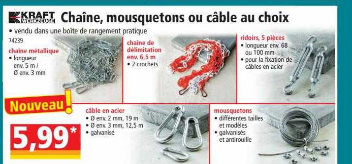 chaîne, mousquetons ou câble au choix kraft werkzeuge