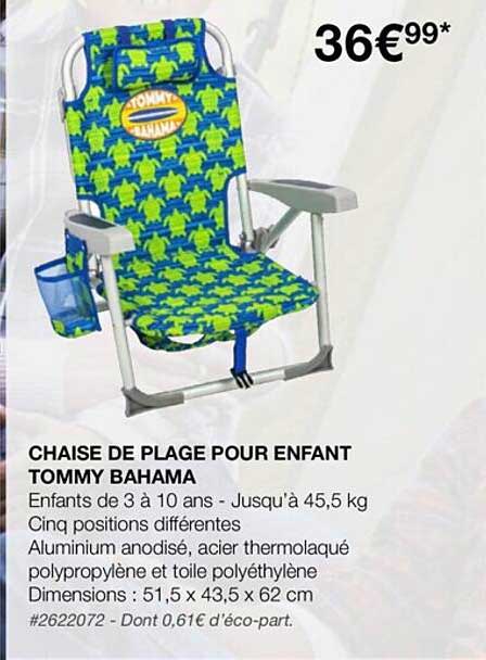 chaise de plage pour enfant tommy bahama