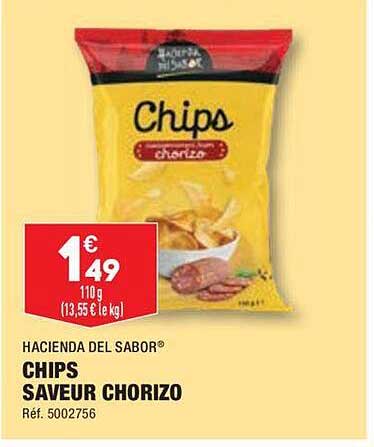 chips saveur chorizo hacienda del sabor