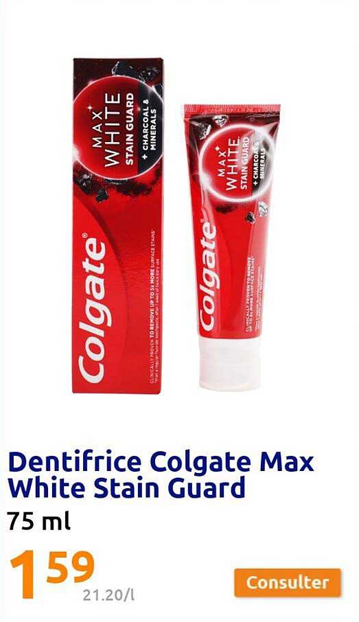 dentifrice colgate max white stain guard