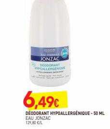 déodorant hypoallergénique eau jonzac - 50ml