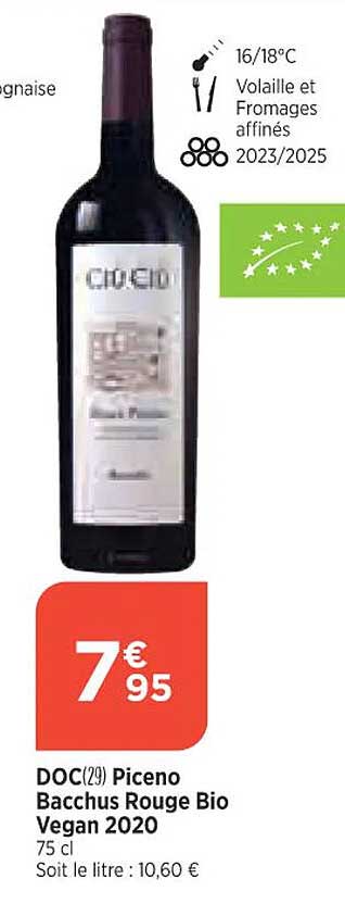 doc piceno bacchus rouge bio vegan 2020