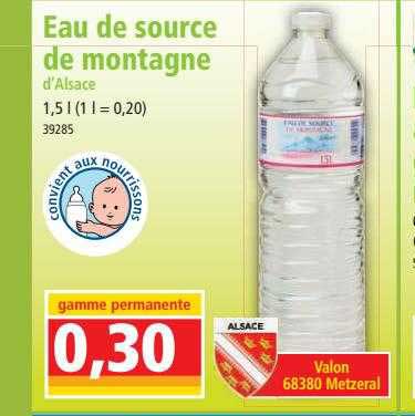 Eau De Source De Montagne D'alsace