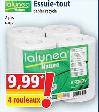 essuie-tout papier recyclé lalynea nature