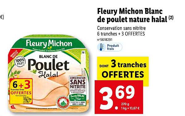 fleury michon blanc de poulet nature halal