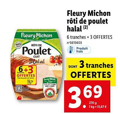 fleury michon rôti de poulet halal
