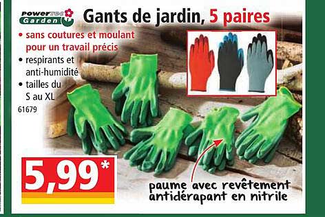 Gants De Jardin, 5 Paires Powertec Garden