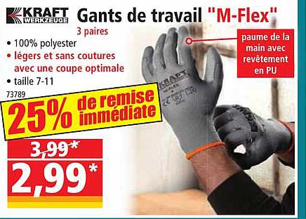 gants de travail "m-flex" kraft werkzeuge