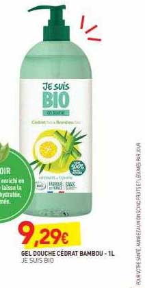 gel douche cédrat bambou je suis bio - 1l