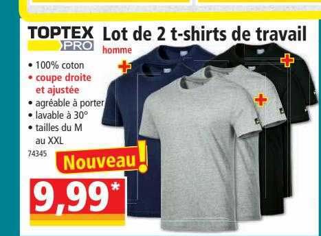 lot de 2 t-shirts de travail homme toptex pro