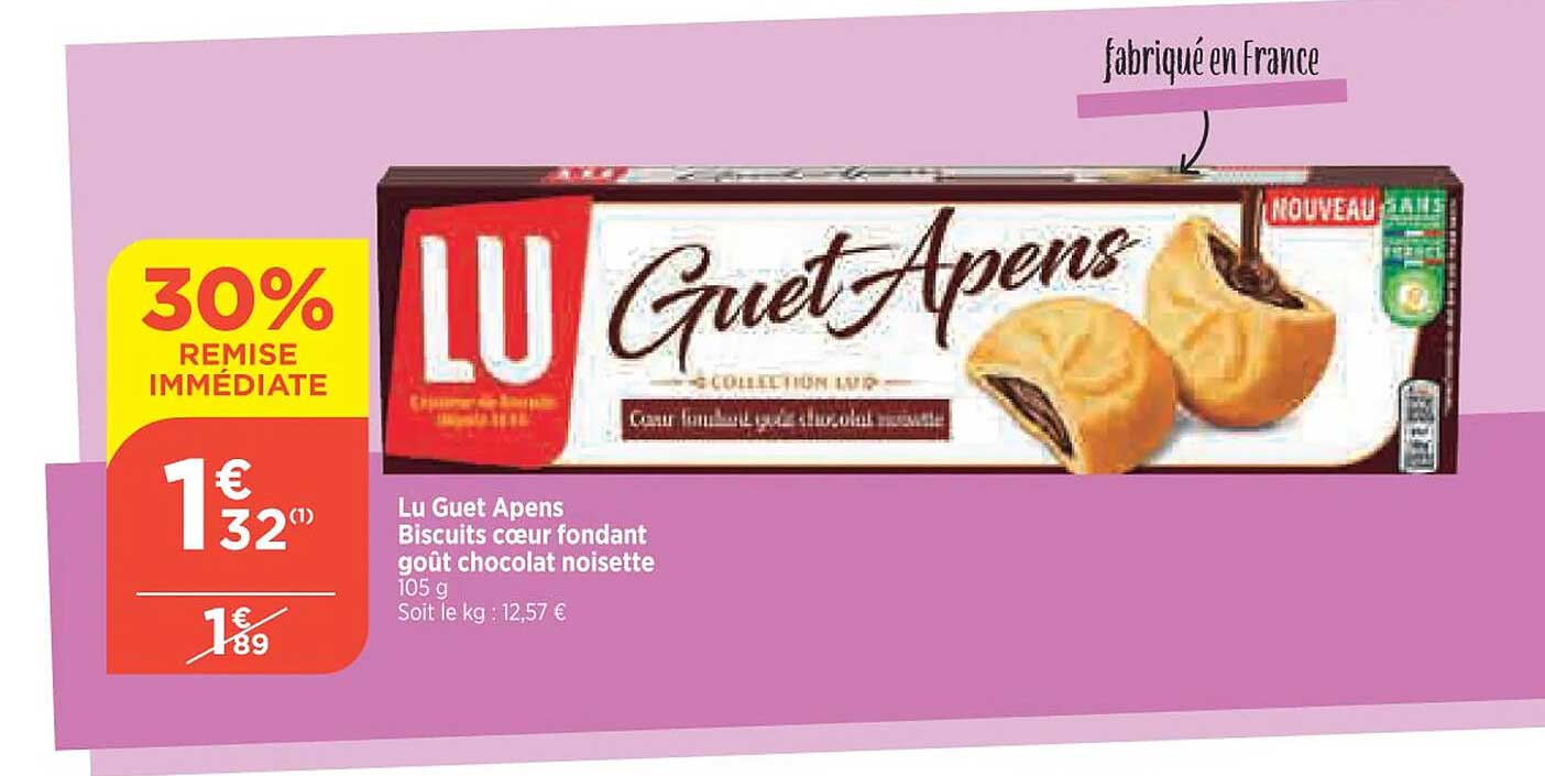 lu guet apens biscuits cœur fondant goût chocolat noisette