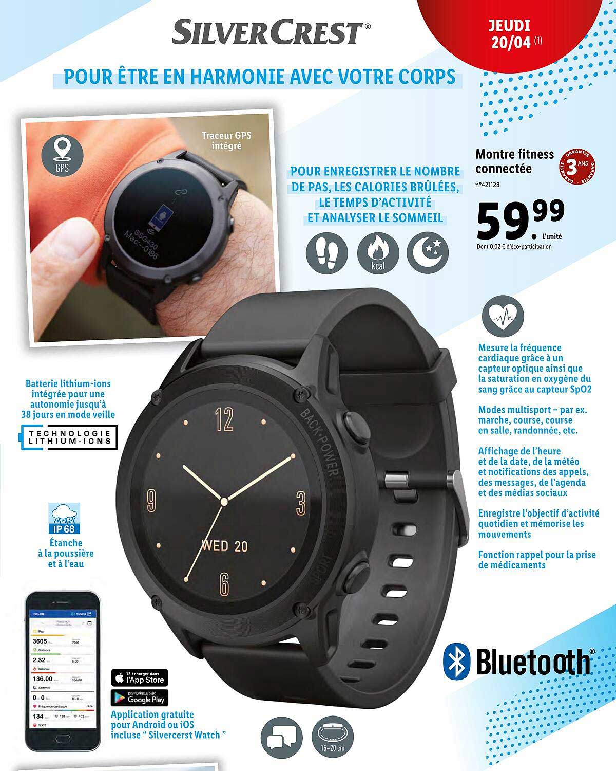 Montre Fitness Connectée Silver Crest