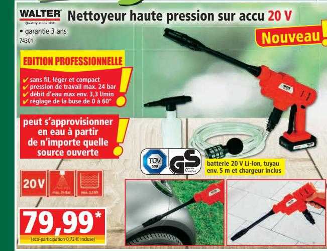 nettoyeur haute pression sur accu 20v walter