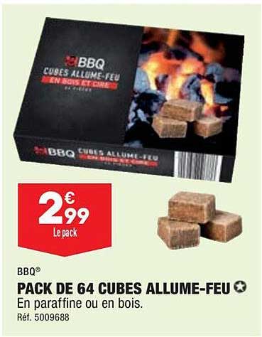 pack de 64 cubes allume-feu bbq