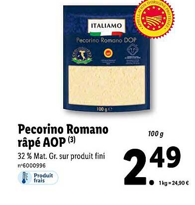 Pecorino Romano Râpé Aop Italiamo