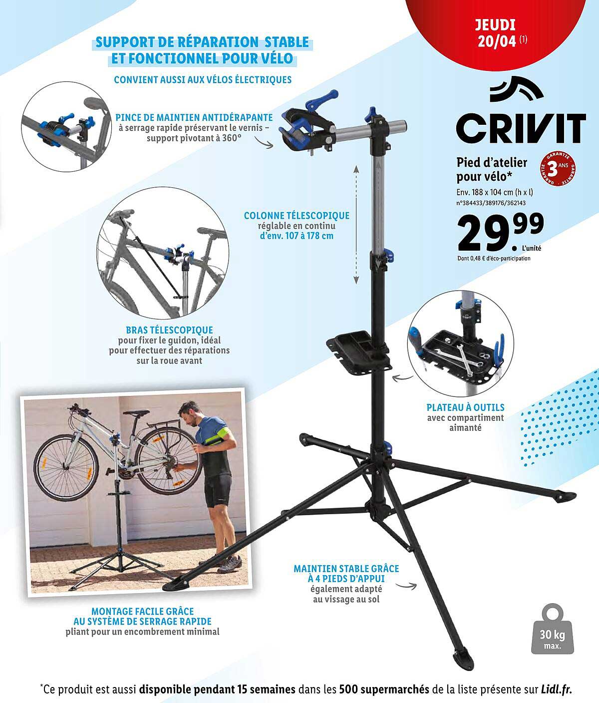 pied d'atelier pour vélo crivit