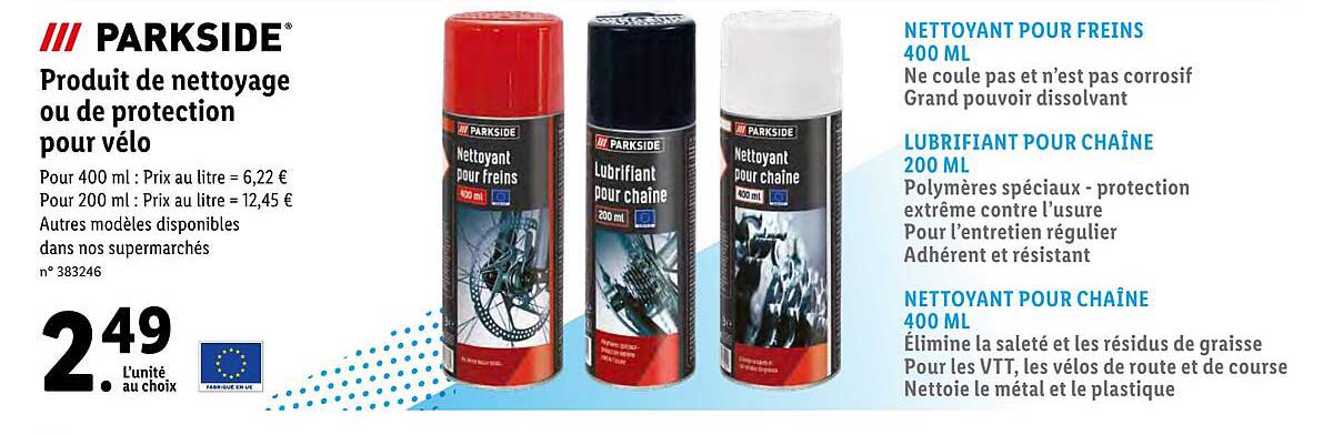 produit de nettoyage ou de protection pour vélo parkside