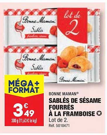 sablés de sésame fourrés à la framboise bonne maman