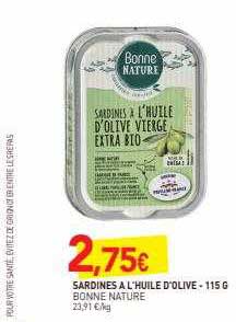 sardines à l'huile d'olive bonne nature - 115 g