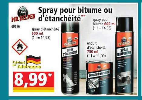 spray pour bitume ou d'étanchéité mr helper