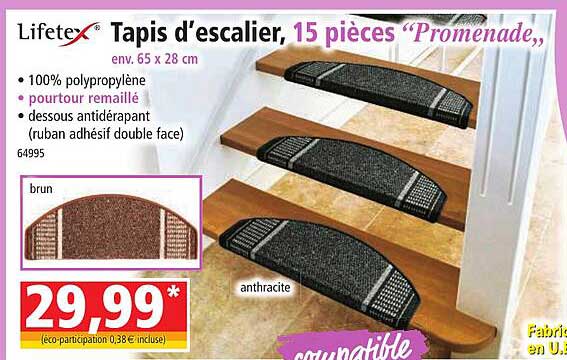 Tapis D'escalier, 15 Pièces „promenade“ Lifetex