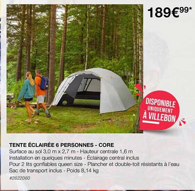 tente éclairée 6 personnes - core