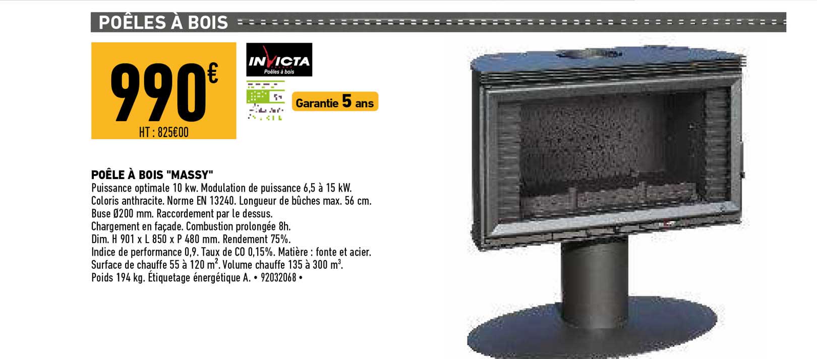 Invicta Poêle à Bois "massy"